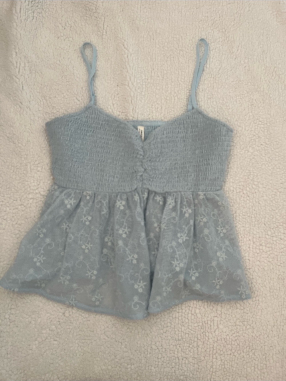 american eagle light blue floral mesh babydoll cami